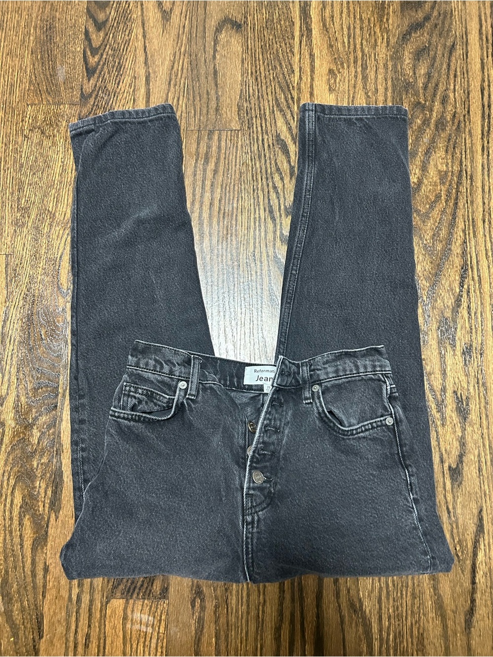 Reformation Black Washed High-Rise Jeans